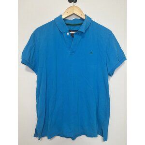 American Eagle Polo Shirt Mens L Aqua Blue Short Sleeve Vintage Casual